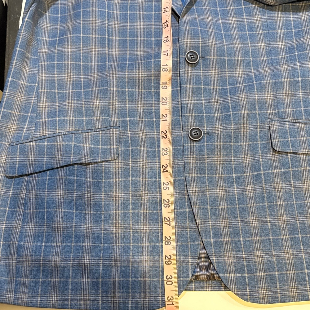 Bachrach Navy Plaid Checkered Blazer 100% Wool NWT. Windowpane. - Picture 7 of 8